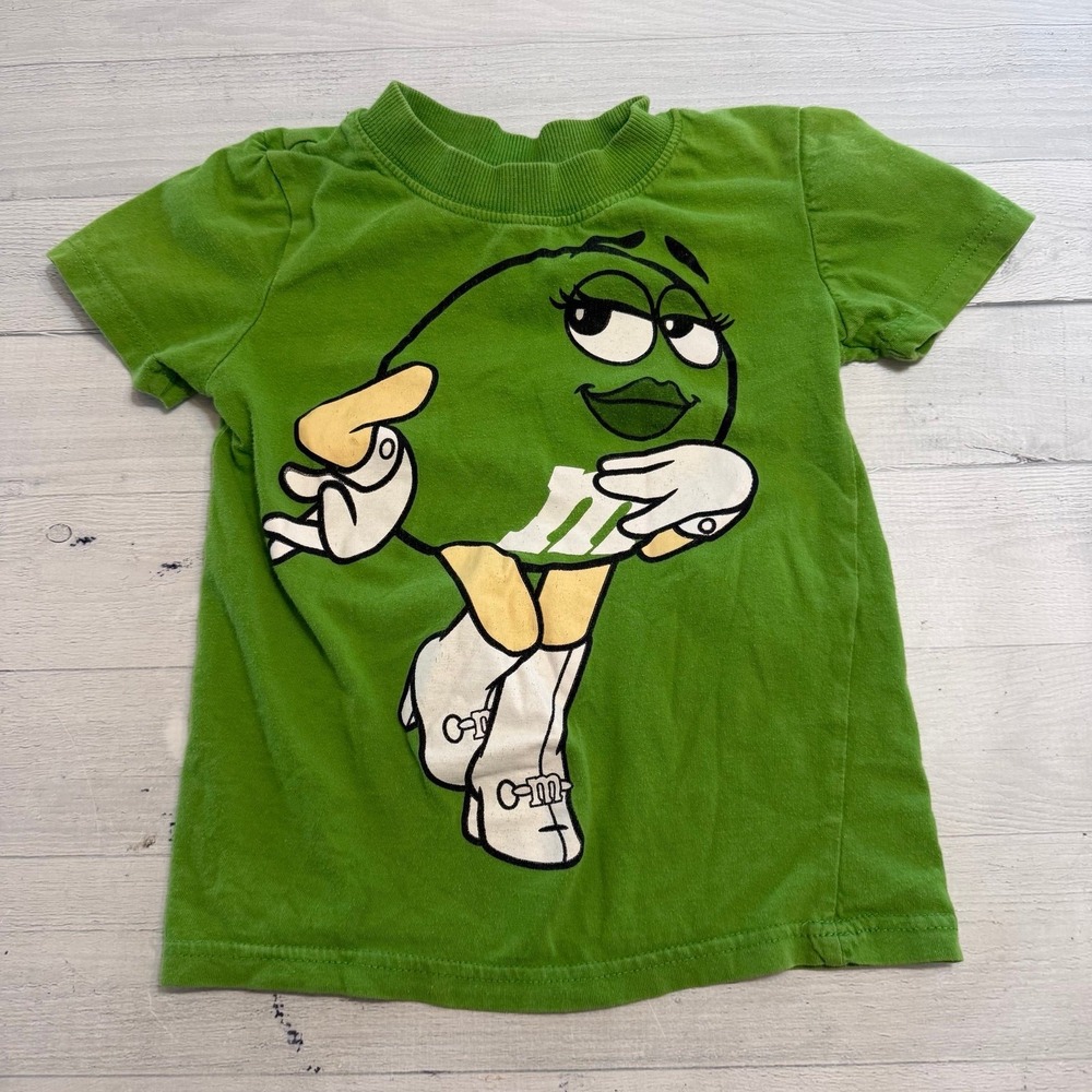 M&M'S Green‎ and White Short Sleeve Tee green girl M & M kids size 7/8